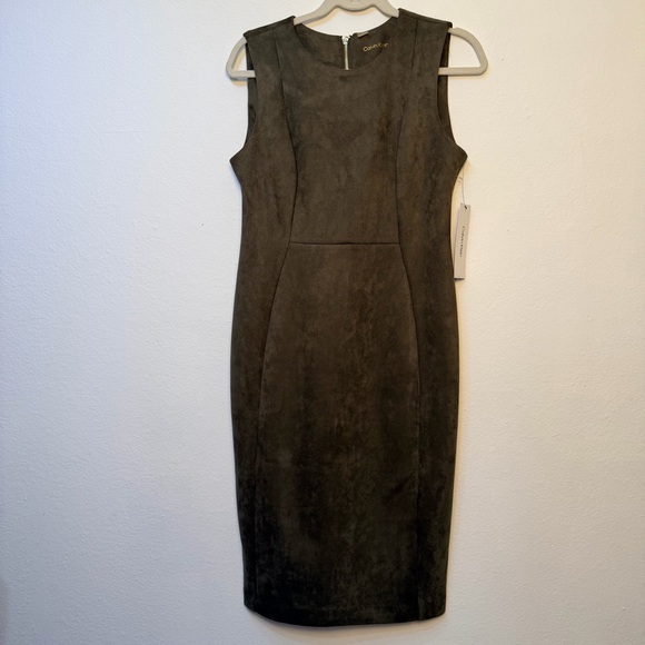 Calvin Klein faux suede sleeveless sheath dress Elegant size 8 - Picture 3 of 10